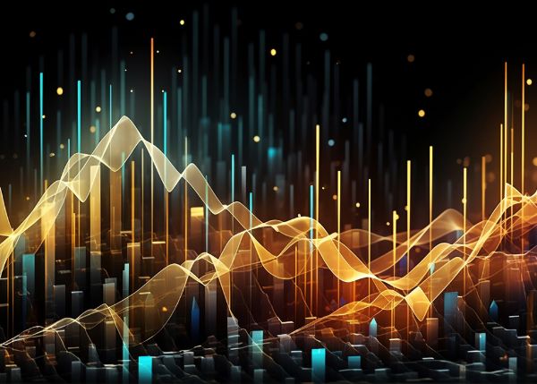 abstract AI image with charts with peaks and valleys